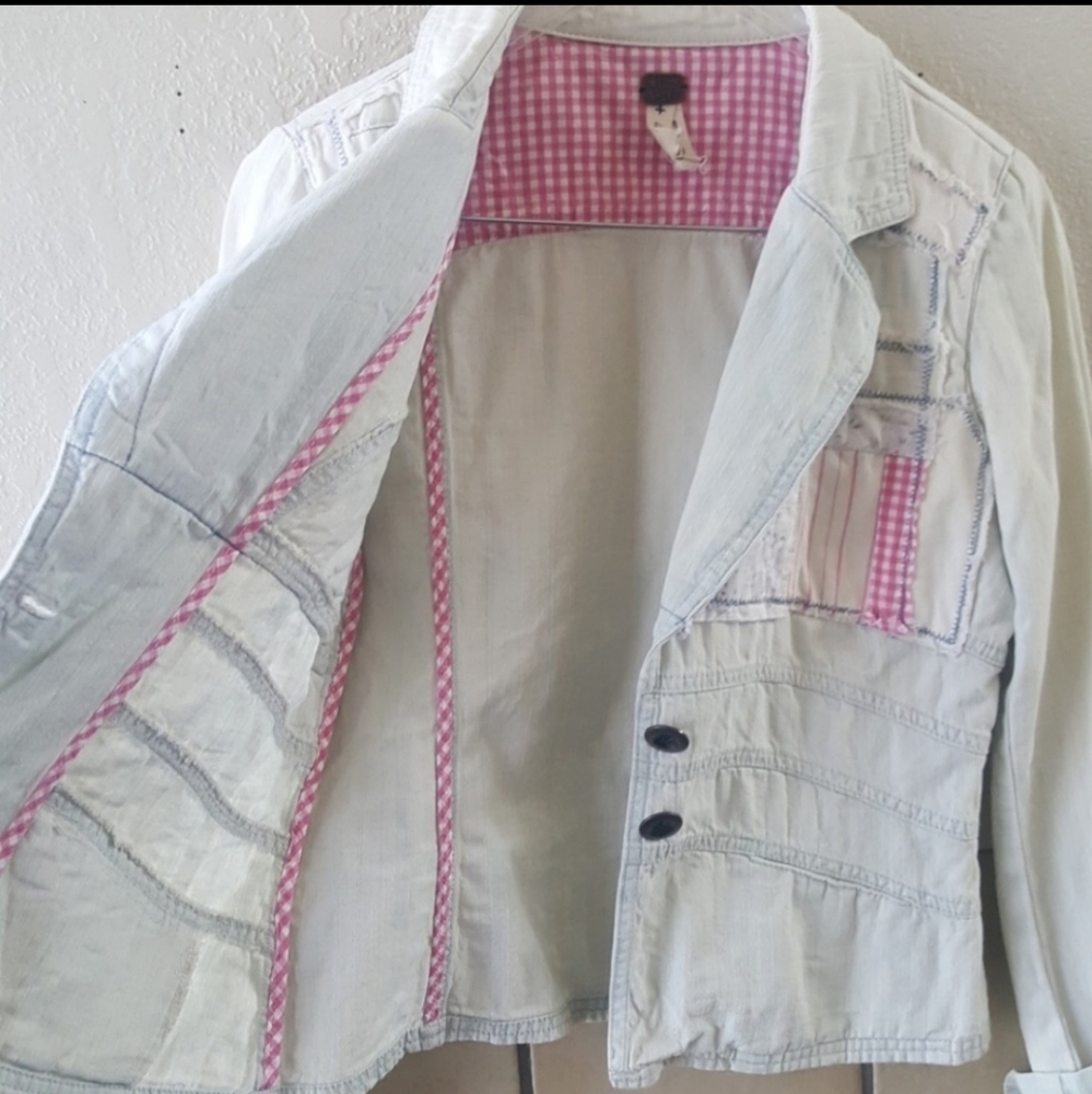 We the free patchwork lightwash jean jacket size 8